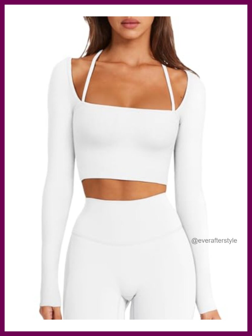 LASLULU Womens Seamless Long Sleeve Halter Crop Top Workout Yoga Top